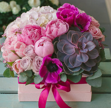 peony and succulent bouquet Pink Succulent Box – Galiano Flowers & Gifts